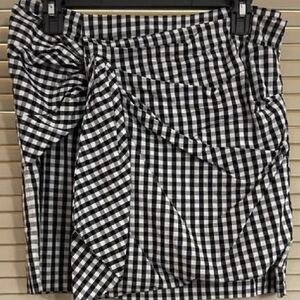 Gianni Bini Black & White Gingham Wrap-Style Mini Skirt